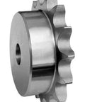 Heavy Duty Ansi B10 Hub Steel Sprocket Built Tough For Smooth Power Transfer On 60 Single Strand Chains Featuring A Straight Up 3/4 Inch Pitch And Pro Grip side view showcasing polished steel surface.