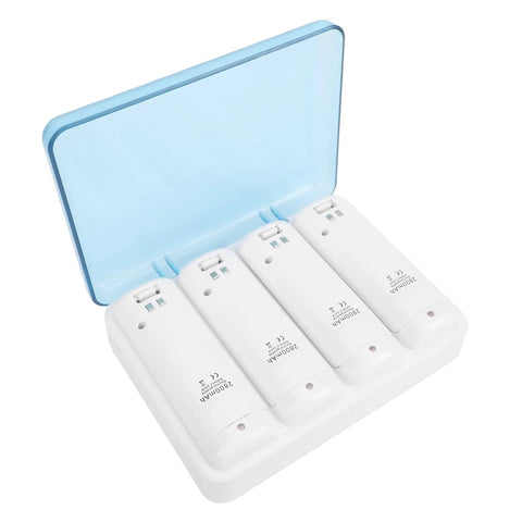 4 In 1 Remote Battery Charging Station With 4 Pack 2800mAh NiMH Rechargeable Batteries, USB Cable, And LED Indicator For Remote Controllers