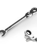 Heavy Duty Flex Head Ratchet Wrench 7MM Metric Spanner, smooth polished chrome vanadium steel with 72 tooth gear action.