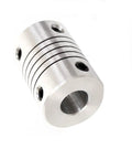 Tough As Nails Flexible Shaft Coupling For Cnc Motors And Drivetrain Setup, silver aluminum coupling with 5x8mm inner diameter.
