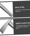 Close-up view of Stainless Steel Garden Hoe For Weeding And Digging Tools Heavy Duty Hand Shovel With Comfortable Grip features.
