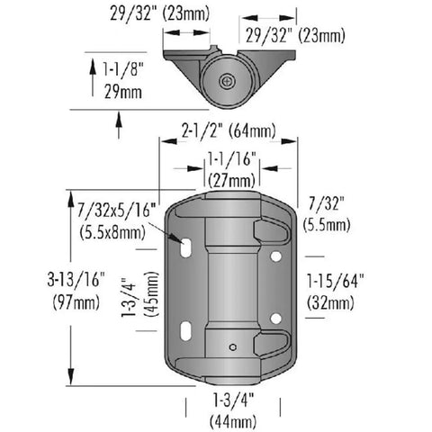TruClose Narrow Spring Hinges 2-Pack Self-Closing Gate Hardware dimensions illustration, 3-13/16 x 2-1/2 inches