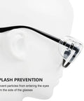 Slip On Clear Side Shields For Prescription Glasses, Soft TPU Cushioned Eyewear Protectors on mannequin