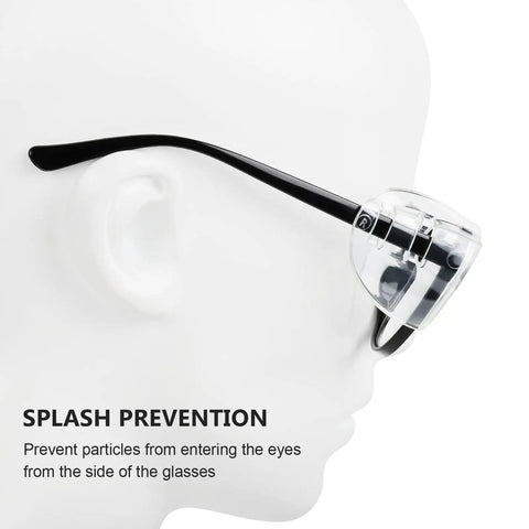 Slip On Clear Side Shields For Prescription Glasses, Soft TPU Cushioned Eyewear Protectors on mannequin