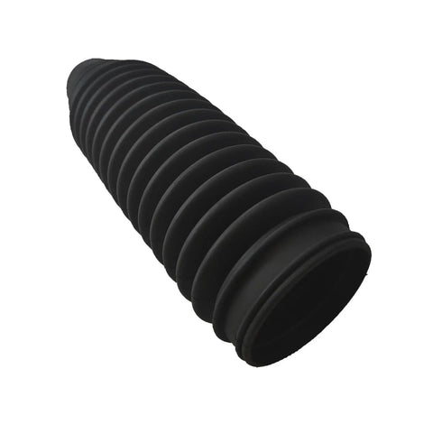 Close-up of a black rubber boot from Steering Rack And Pinion Tie Rod Boots Beefed Up Replacement Kit 2Pc For Jeep Liberty 2002 2003 2004 2005 Durango Dakota Ram Ford Taurus Chrysler Aspen 2007 2009 Bellows Rubber Boots Keep Dirt Water Out And Preserve Steering.