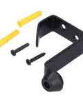 Black Rock Solid Stainless Steel Door Stopper With Hook and screws for wall mounting, rust resistant, easy to install for home and office
