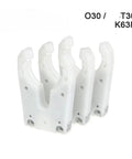Rock Solid Precision CNC Milling Tool Holder With Heavy Duty Hardened Alloy Steel Build, featuring a durable white plastic design.