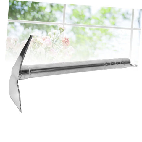 Two In One Garden Hoe And Pickaxe Stainless Steel Workhorse Yard Tool For Planting, Weeding, And Soil Turning by window