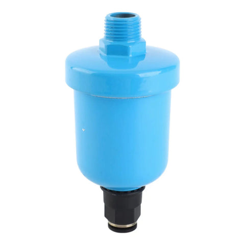 G1/2 Aluminum Auto Drainer Valve for Pneumatic Systems, blue rustproof die-cast aluminum, side view