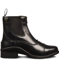 Side view of Kids Paddock Boots Front Zip For Easy On Off Lightweight Classic Style Equestrian Footwear Unisex Fit In Black Size 4 Vega Premium Synthetic Leather