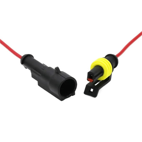 Solid As A Rock Premium Automotive Waterproof Connector Plugs With Pre Cut Wires, 1 to 6 pin male female sockets for car wiring.
