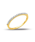 Real Deal 0.15 Ctw Genuine Round Cut Diamond Wedding Band Encased In Solid 14K Yellow Gold Machine Set side view with diamonds.