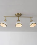 22 Inch 3 Light Track Lighting Kit With Matte Brass Finish And White Shades, Pivoting Heads, Easy Install, E26 Base