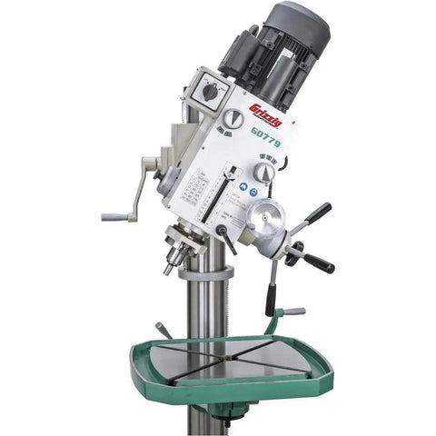 Heavy Duty Gearhead Drill Press With Three Eighth Inch Chuck Floor Model Solid Black Finish High Power Shop Tool Built To Last