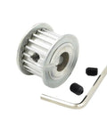 Premium 20 Tooth Timing Pulley And Synchronous Belt Kit Aluminum Alloy Construction with fastening bolts and hex key.