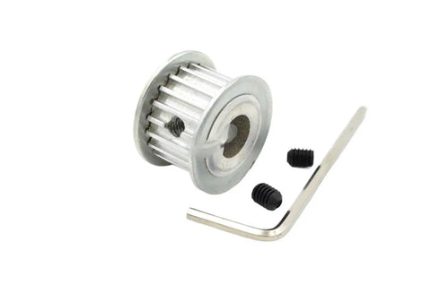 Premium 20 Tooth Timing Pulley And Synchronous Belt Kit Aluminum Alloy Construction with fastening bolts and hex key.