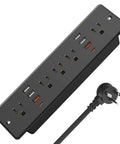 Flat Plug Recessed Power Strip With 5 AC Outlets And 6 USB Ports, Dope Setup With 2 USB C PD Fast Chargers, 6ft Cord, Black