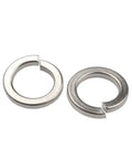 Close-up of 20-100Pcs GB93 A2 Spring Split Lock Washer Elastic Gasket Pack For M1.6 To M12 Bolts And Nuts, shown in metal finish.