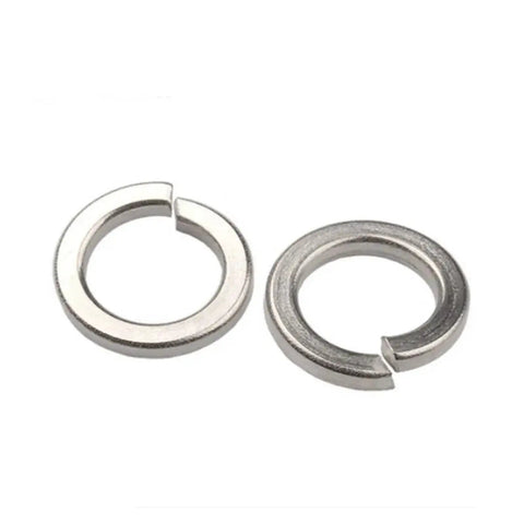 Close-up of 20-100Pcs GB93 A2 Spring Split Lock Washer Elastic Gasket Pack For M1.6 To M12 Bolts And Nuts, shown in metal finish.