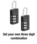 Set Your Own Three Digit Combo Luggage Lock 2 Pack for Travel Suitcases and Backpacks Custom Padlock to Lock Down Bags