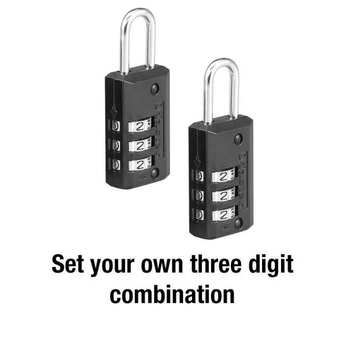 Set Your Own Three Digit Combo Luggage Lock 2 Pack for Travel Suitcases and Backpacks Custom Padlock to Lock Down Bags