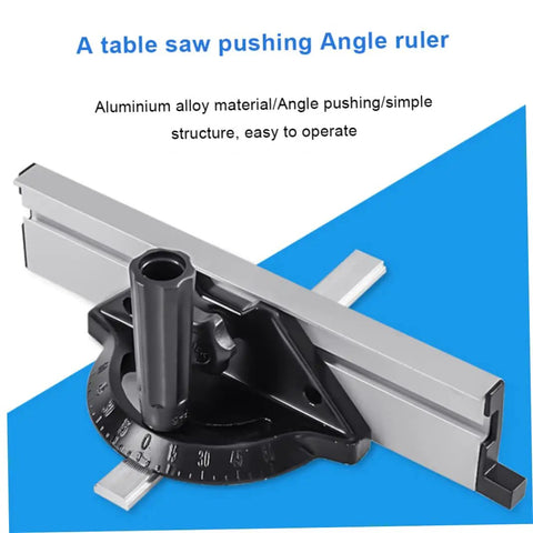Adjustable Black Aluminum Table Saw Miter Gauge Fence Sled Offering Slick Offset Runs For Razor Sharp Chamfer Cuts And Dead Simple Workpiece Feed On Any Shop Rack.