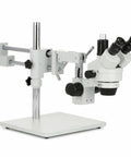 Trinocular Zoom Microscope With 3.5X To 180X Magnification, 144 LED Ring Light, 18MP USB 3.0 Camera, A Real Workhorse Stereo Microscope For Biology, Electronics, QC, And Detailed Inspections on stand
