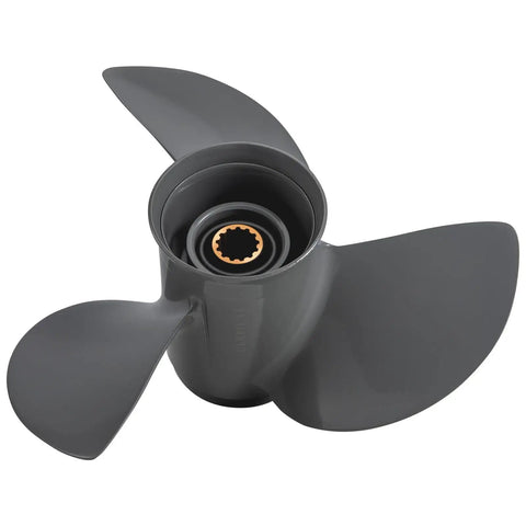 Eleven And One Quarter By Thirteen Outboard Boat Propeller For Honda Engines Thirty Five To Sixty HP Aluminum Three Blade Top View