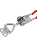 Two-Piece Quick Release Toggle Clamp Set 12130 Vertical Hold-Down Clamps, 500 Lbs Holding Capacity in carbon steel with red handle