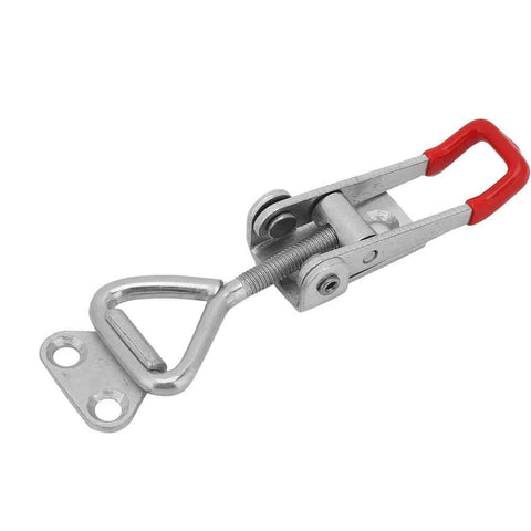 Two-Piece Quick Release Toggle Clamp Set 12130 Vertical Hold-Down Clamps, 500 Lbs Holding Capacity in carbon steel with red handle
