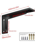 Heavy-Duty Wall Mount Shelf Brackets Rock Solid L Braces Built Tough For Max Weight Up To 150 Pounds Matte Black Steel 18 inches corner support.