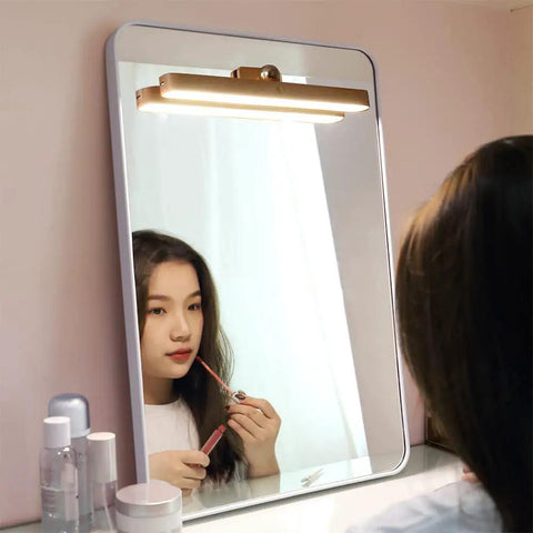 Rechargeable Vanity Light Bar With Three Level Dimmable Touch Control, Magnetic Mount LED Mirror Light in beech wood finish