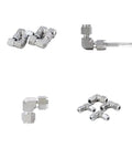 90 Degree Elbow Pipe Fitting 1/16 To 1 Inch Tube OD Compression Union In SUS316L Stainless Steel displayed in various orientations.