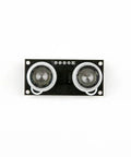 Front view of HC-SR04 Ultrasonic Sensor With RGB LED Indicator Module featuring two circular sensors on a rectangular black frame.