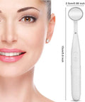 Bright LED Dental Mirror For At Home Checkup With Anti Fog Shield, Mouth Inspection Tool, Battery Powered With 3 LR44 Cells, Ultra Clear View For Teeth And Gums, Ideal For Daily Oral Health Care. 15cm white plastic mirror, 2.5cm head