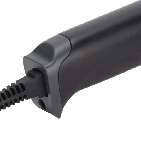 Close-up of the wired connection on the handheld Barcode Scanner 2D Code Reader, Wired Universal QR And Barcode Scanner For Android.