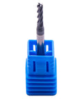 Solid carbide end mill in a blue plastic holder, 3/32 inch diameter, AlTiN coated, 4-flute