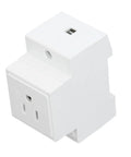 Built Like A Tank Din Rail Power Outlet Socket with flame retardant nylon housing, featuring AC plug for 110 to 250 volt systems.