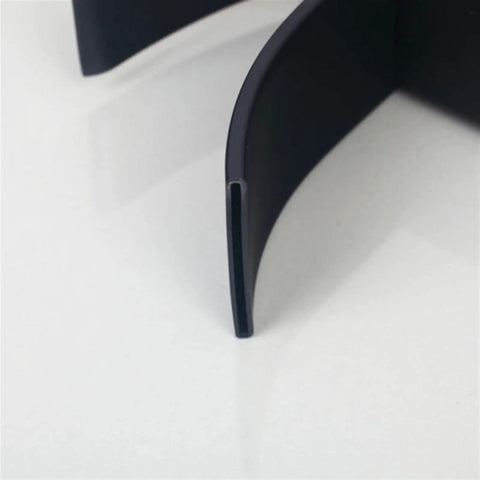 Close-up view of USZWBY Bathroom Sink Tempered Glass Bathroom Vessel Sink structural detail, showcasing sleek black curves.