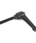 Adjustable Clamping Lever With External Male Thread For Machinery, black alloy, ratchet style handle, M8 size, side view.