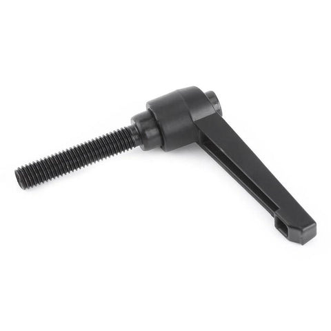 Adjustable Clamping Lever With External Male Thread For Machinery, black alloy, ratchet style handle, M8 size, side view.