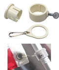 Ditch The Tangle Knot To The Curb With This Slick 360 Rotating Flag Pole Mounting Ring Clip Built For No Sweat Assembly And Bright Yard Showcase All Season Long, showing white plastic mounting rings and clips.