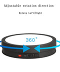 CHANGLKJ Led Rotating Turntable Display Stand With Remote Control 5000 Mah Battery Electric Platform showing adjustable rotation direction.