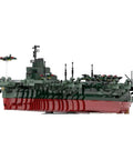 Detailed side view of No Cap Wwii Shinano Aircraft Carrier Building Blocks Set, 1/300 Scale Navy Warship model.