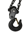 Close-up of black hook from 4400 Lb Capacity Chain Hoist With 2 Ton Manual Hand Chain Block, alloy steel, G80 chain