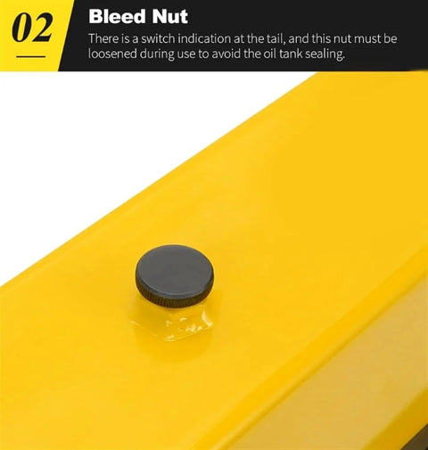 Bleed nut on Portable Square Hydraulic Hand Pump High Pressure CP-800 2800CC, designed to prevent oil tank sealing.