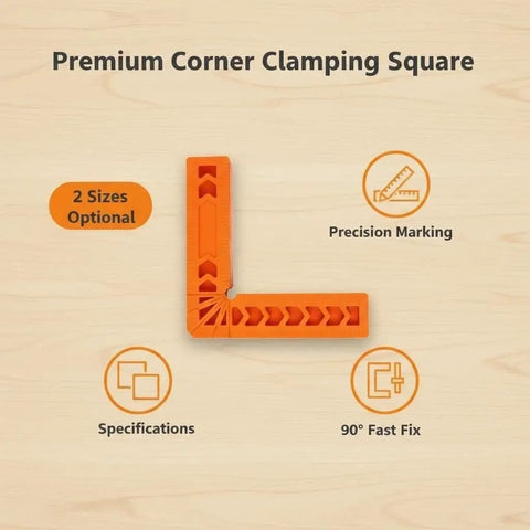 Eight Pack 90 Degree Corner Clamps And Woodworking Positioning Squares Featuring 3 Inch And 4 Inch Sizes for precise angles and framing.