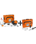 Heavy Duty Magnetic Base Drill Boasting 1100 Watt Variable Speed Motor Cuts Structural Steel Like A Hot Knife Through Butter in an orange toolbox setup.