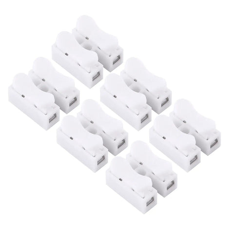 100Pcs Quick Wire Connectors Set, 2 Pin Push In Wire Terminals, 5A 220V White Plastic Shell, Durable Copper Core, top view