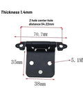 Diagram of Beefy Self Closing Cabinet Door Hinges Set 10 Pcs with measurements, Flush Overlay, 7x4x3 cm, Black, Rust Resistant Steel
